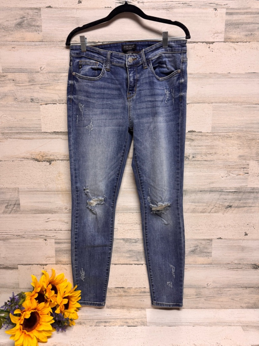 Judy Blue Women's Distressed Skinny Jeans - Faded Blue